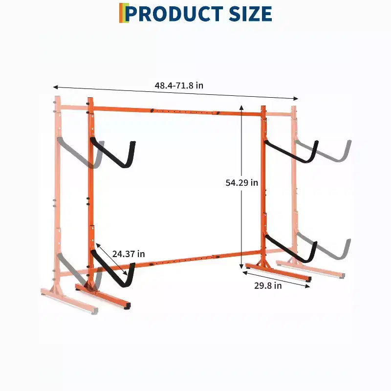 Porta Kayak Autoportante Resistente per 2 Kayak Supporto in Acciaio Regolabile con Bracci Imbottiti Adatto a Canoe, SUP, Tavole da Surf Max 79 kg