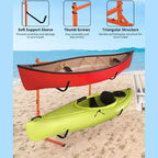 Porta Kayak Autoportante Resistente per 2 Kayak Supporto in Acciaio Regolabile con Bracci Imbottiti Adatto a Canoe, SUP, Tavole da Surf Max 79 kg