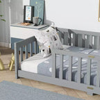 Letto a castello Sailvan con recinzione, struttura letto per bambini in legno massello di gomma