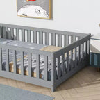 Letto a castello Sailvan con recinzione, struttura letto per bambini in legno massello di gomma