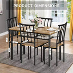 Set da Tavolo da Pranzo Moderno da 5 Pezzi per 4 Persone, Tavolo da Cucina in Legno e Metallo con Ripiano Contenitore e 4 Sedie, Salvaspazio per Angolo Colazione