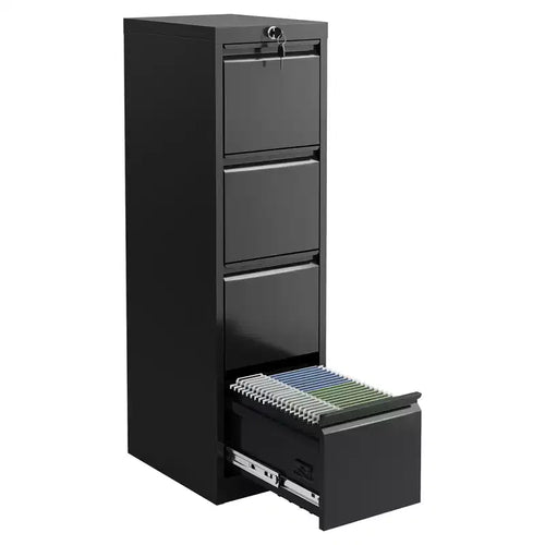 4-Drawer File Cabinet with Lock, Heavy Duty Metal Filing Cabinet for Letter/Legal/A4/F4 Documents, Freestanding Storage for Home Office