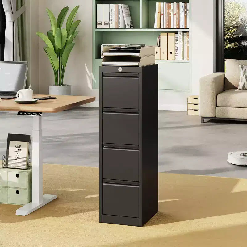 Classificatore a 4 cassetti con serratura, armadio di archiviazione in metallo resistente per documenti A4/lettera/legale/F4, armadietto autoportante per ufficio/casa