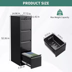Classificatore a 4 cassetti con serratura, armadio di archiviazione in metallo resistente per documenti A4/lettera/legale/F4, armadietto autoportante per ufficio/casa