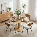 Set Tavolo da Pranzo Rotondo Moderno da 5 Pezzi, Set da Pranzo da Cucina con Base da 39,5 Pollici con 4 Sedie Imbottite in Bouclé per Cucina e Sala da Pranzo-Panipeachy
