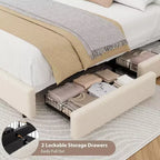 GuatoWave Struttura Letto con Piattaforma Rivestita in Morbido Pile Orsetto con 2 Cassetti Contenitori