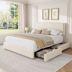 GuatoWave Struttura Letto con Piattaforma Rivestita in Morbido Pile Orsetto con 2 Cassetti Contenitori
