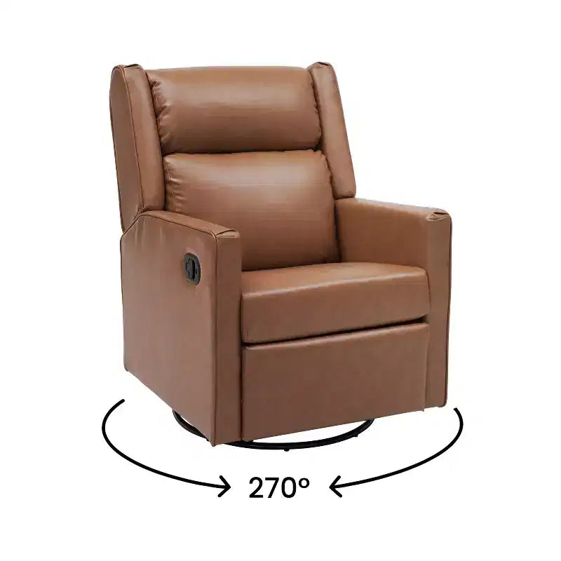 Poltrona reclinabile a dondolo girevole Emma and Oliver con porte di ricarica USB/USB-C, reclinabile manuale girevole a 270 gradi