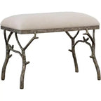 Uttermost Lismore 24 Wide Antique Silver Molded Branch Accent Bench