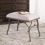 Panca Lismore Uttermost 24 larga con accenti a ramo, finitura argento antico