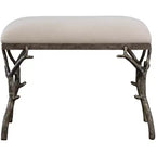Panca Lismore Uttermost 24 larga con accenti a ramo, finitura argento antico