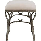 Panca Lismore Uttermost 24 larga con accenti a ramo, finitura argento antico