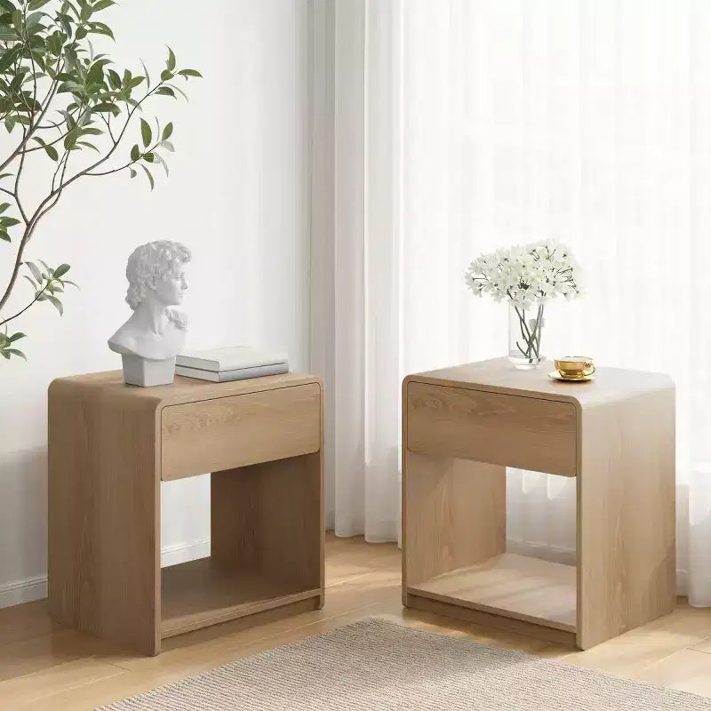 Modern Nightstand Set of 2, Bedside Tables with Drawers and Open Storage Shelf for Bedroom and Living Room-Panipeachy
