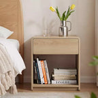 Comodini Moderni Set da 2, Tavolini da Comodino con Cassetti e Ripiano Aperto per Camera da Letto e Soggiorno-Panipeachy