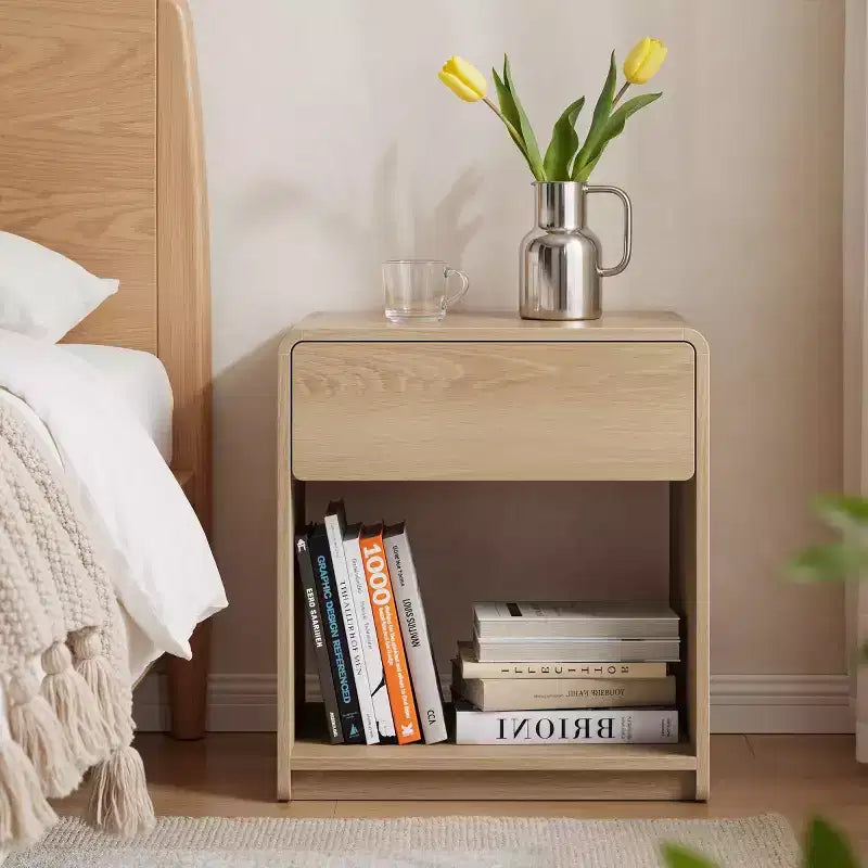 Comodini Moderni Set da 2, Tavolini da Comodino con Cassetti e Ripiano Aperto per Camera da Letto e Soggiorno-Panipeachy