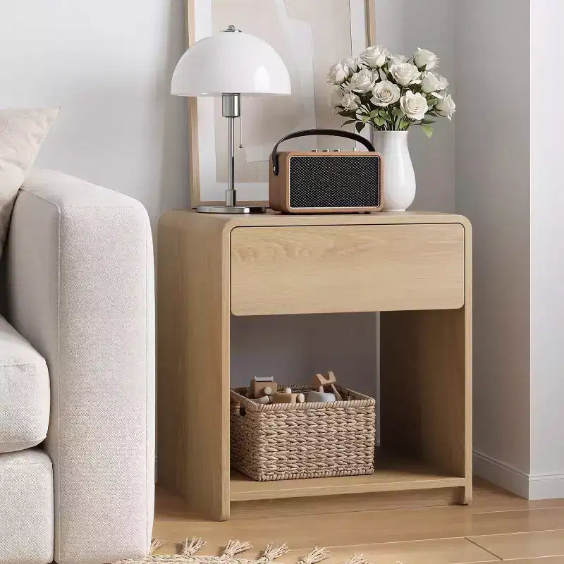 Comodini Moderni Set da 2, Tavolini da Comodino con Cassetti e Ripiano Aperto per Camera da Letto e Soggiorno-Panipeachy