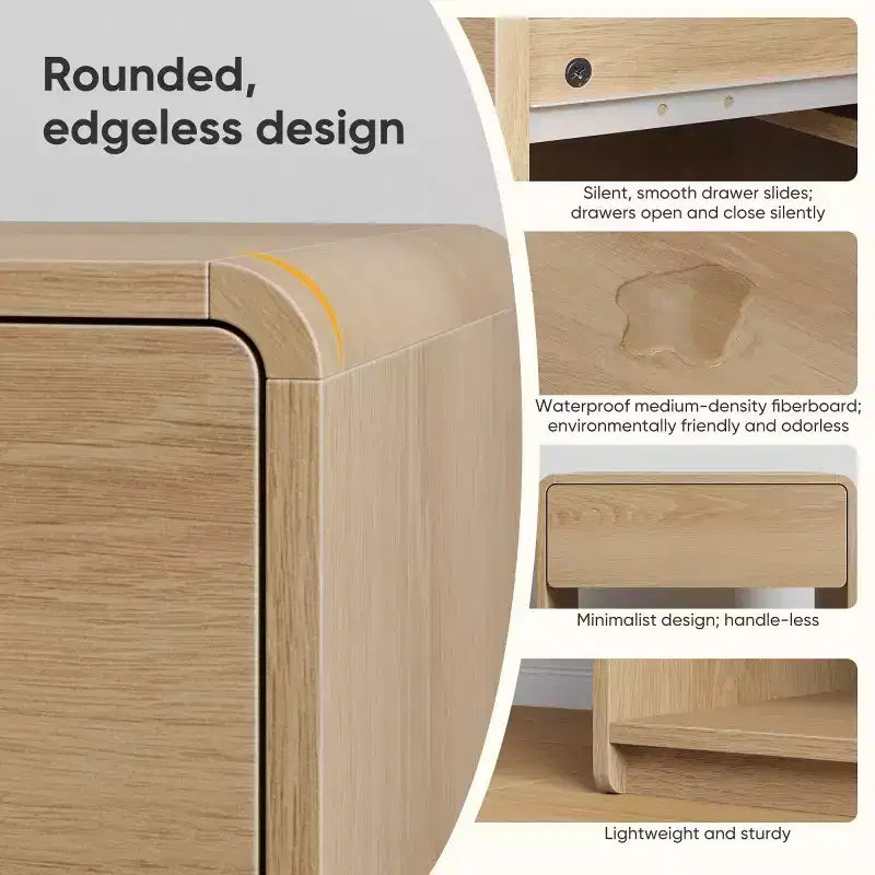 Comodini Moderni Set da 2, Tavolini da Comodino con Cassetti e Ripiano Aperto per Camera da Letto e Soggiorno-Panipeachy