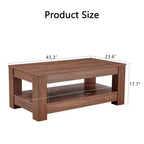 Tavolino da caffè a 2 ripiani in MDF color noce, Rettangolare in stile industriale, Finitura atossica, per Soggiorno, Camera da letto, Studio