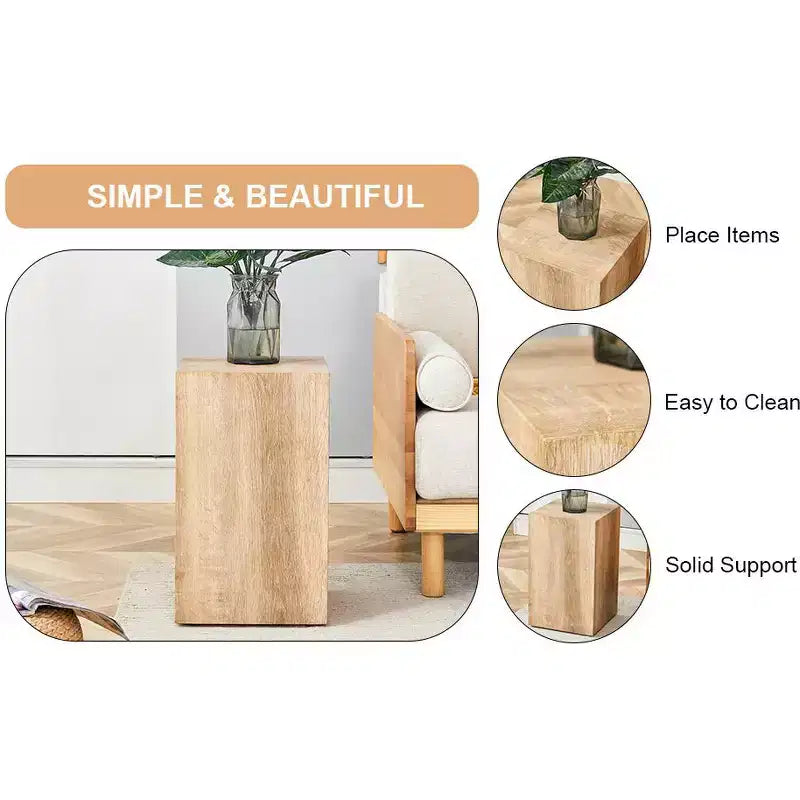 12 Tavolino da Caffè in MDF Color Legno Chiaro, Tavolino d'Appoggio Multifunzionale Minimalista con Texture Naturale per Soggiorno
