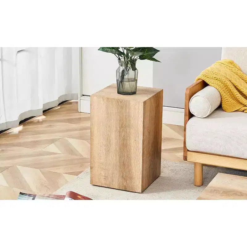 12 Tavolino da Caffè in MDF Color Legno Chiaro, Tavolino d'Appoggio Multifunzionale Minimalista con Texture Naturale per Soggiorno