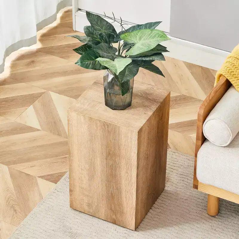 12 Tavolino da Caffè in MDF Color Legno Chiaro, Tavolino d'Appoggio Multifunzionale Minimalista con Texture Naturale per Soggiorno