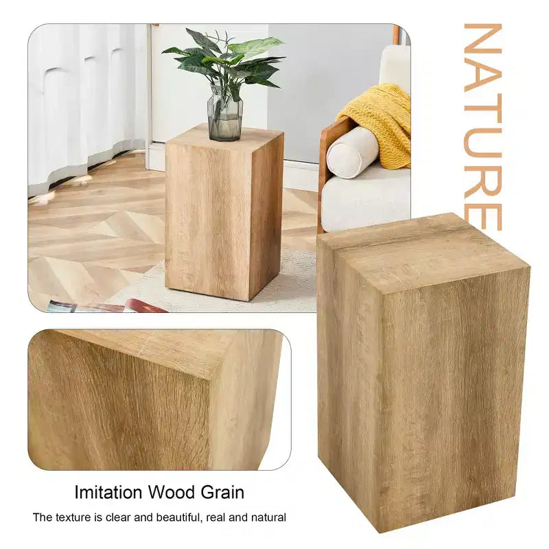 12 Tavolino da Caffè in MDF Color Legno Chiaro, Tavolino d'Appoggio Multifunzionale Minimalista con Texture Naturale per Soggiorno