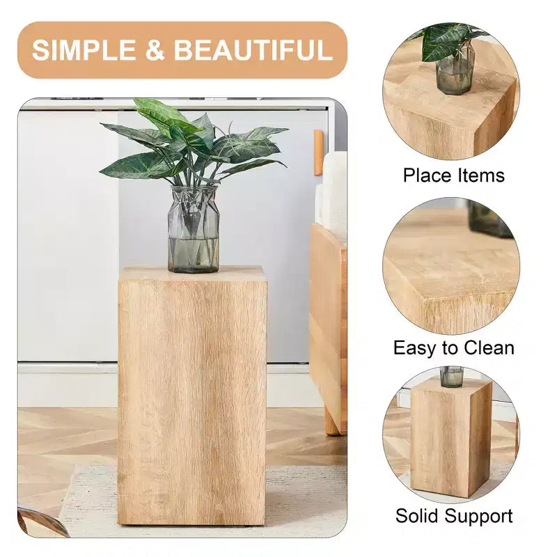 12 Tavolino da Caffè in MDF Color Legno Chiaro, Tavolino d'Appoggio Multifunzionale Minimalista con Texture Naturale per Soggiorno