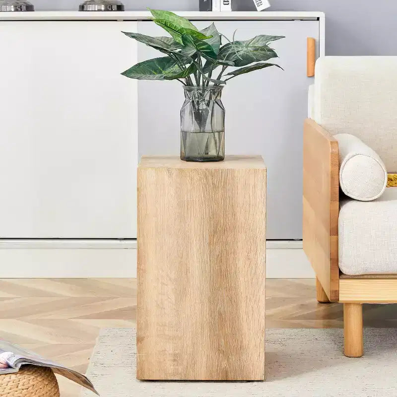 12 Tavolino da Caffè in MDF Color Legno Chiaro, Tavolino d'Appoggio Multifunzionale Minimalista con Texture Naturale per Soggiorno