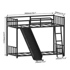 Luxystar Letto a Castello in Metallo per Bambini con Scaletta e Scivolo, Nero