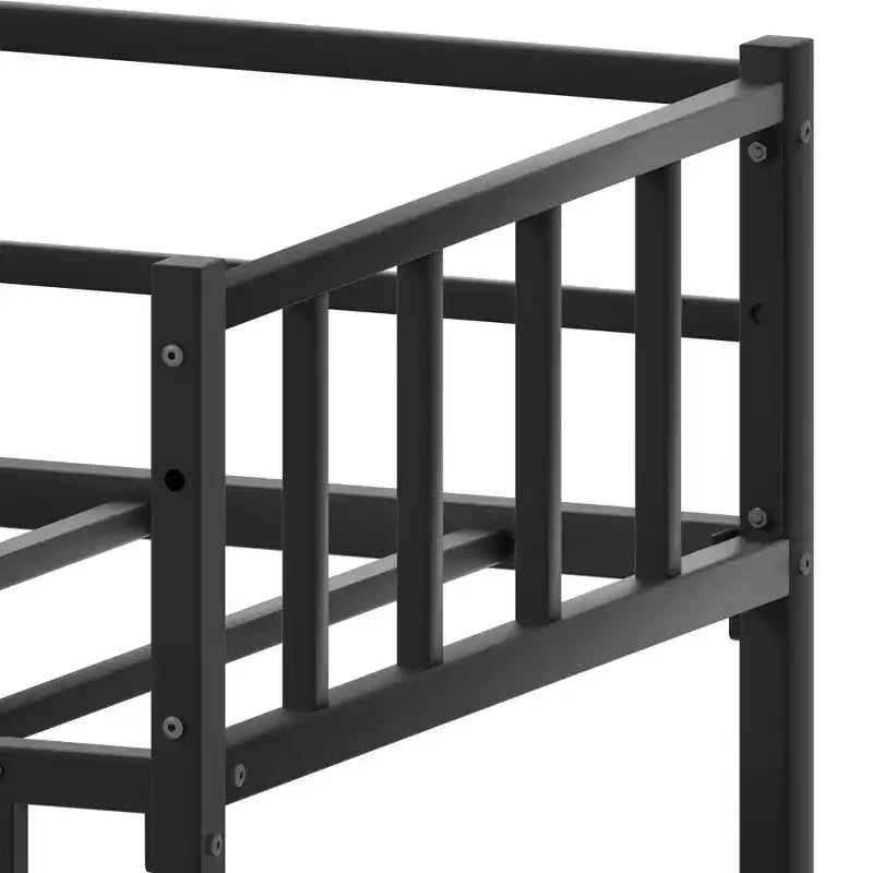 Luxystar Letto a Castello in Metallo per Bambini con Scaletta e Scivolo, Nero