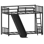 Luxystar Letto a Castello in Metallo per Bambini con Scaletta e Scivolo, Nero