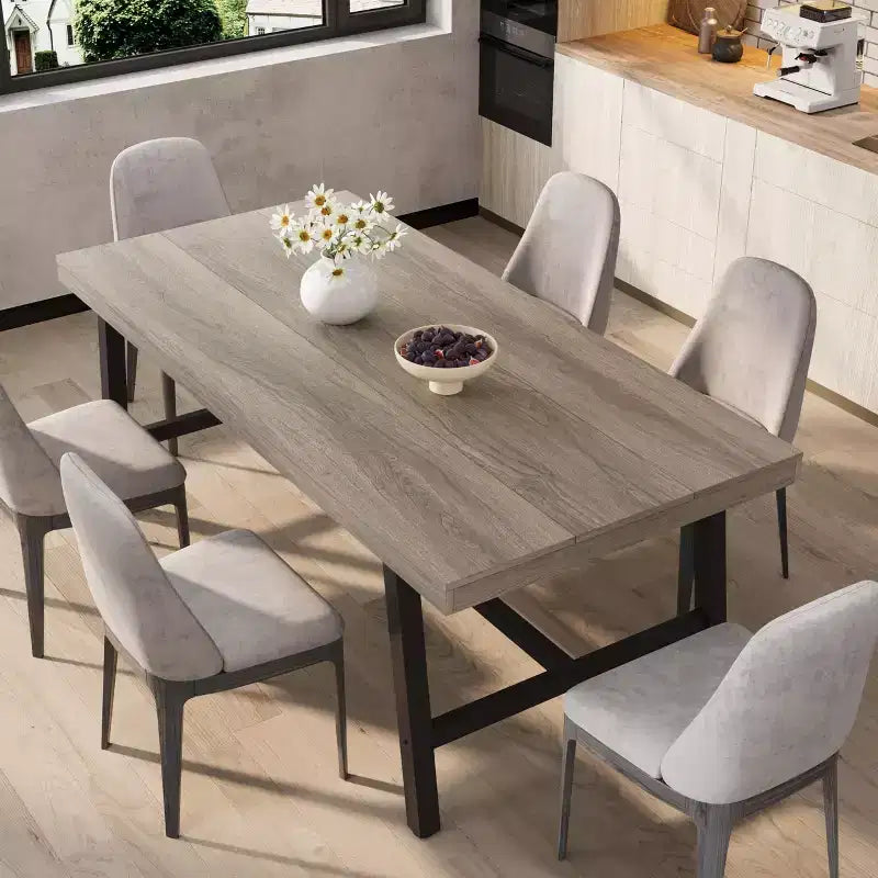 Tavolo da Pranzo Industriale per 6-8 Persone, Tavolo da Cucina Lungo 180 cm con Robusta Struttura in Metallo, per Ufficio Domestico