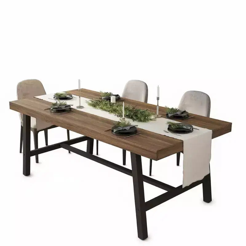 Tavolo da Pranzo Industriale per 6-8 Persone, Tavolo da Cucina Lungo 180 cm con Robusta Struttura in Metallo, per Ufficio Domestico