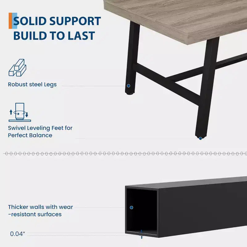 Tavolo da Pranzo Industriale per 6-8 Persone, Tavolo da Cucina Lungo 180 cm con Robusta Struttura in Metallo, per Ufficio Domestico