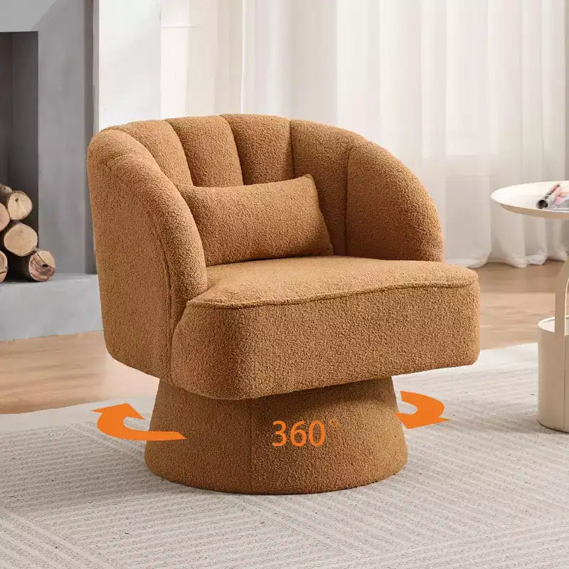 Poltrona moderna girevole a 360° con rivestimento in velluto e schienale a righe, design elegante per soggiorno e camera da letto