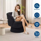 Poltrona moderna girevole a 360° con rivestimento in velluto e schienale a righe, design elegante per soggiorno e camera da letto
