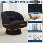 Poltrona moderna girevole a 360° con rivestimento in velluto e schienale a righe, design elegante per soggiorno e camera da letto