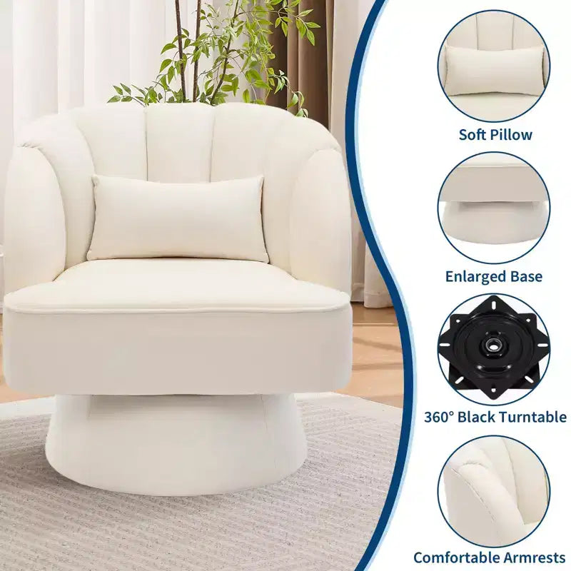 Poltrona moderna girevole a 360° con rivestimento in velluto e schienale a righe, design elegante per soggiorno e camera da letto