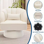 Poltrona moderna girevole a 360° con rivestimento in velluto e schienale a righe, design elegante per soggiorno e camera da letto