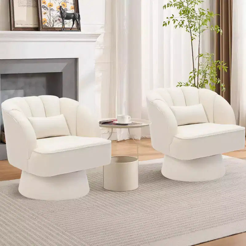 Poltrona moderna girevole a 360° con rivestimento in velluto e schienale a righe, design elegante per soggiorno e camera da letto