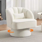 Poltrona moderna girevole a 360° con rivestimento in velluto e schienale a righe, design elegante per soggiorno e camera da letto