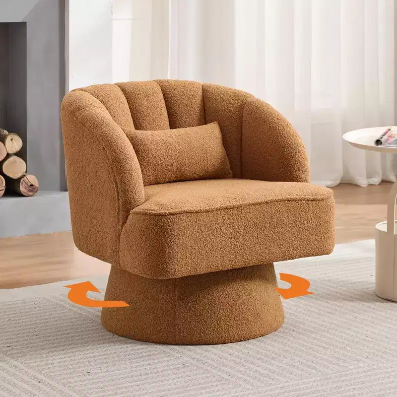Poltrona moderna girevole a 360° con rivestimento in velluto e schienale a righe, design elegante per soggiorno e camera da letto