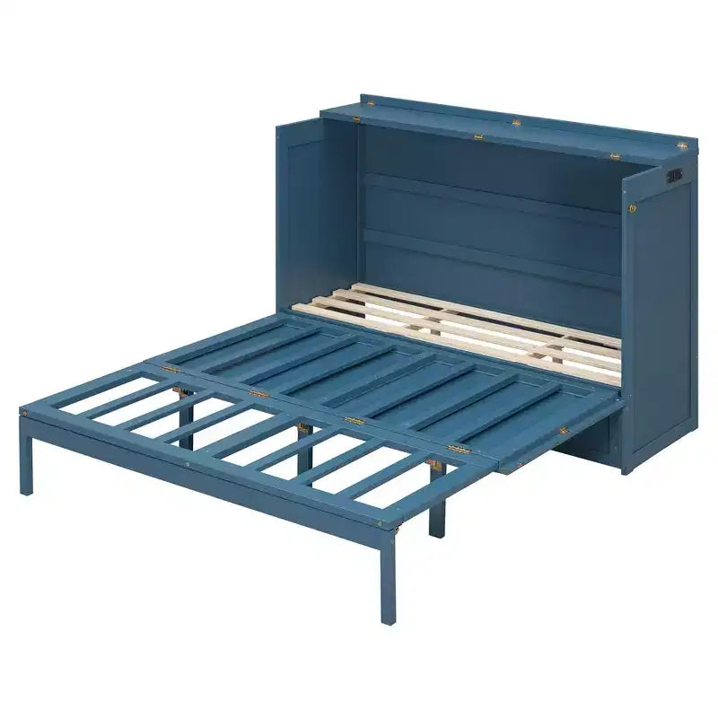 Letto a scomparsa Queen Size, Letto a mobile pieghevole con cassetto e stazione di ricarica per camera da letto, soggiorno - ModernLuxe