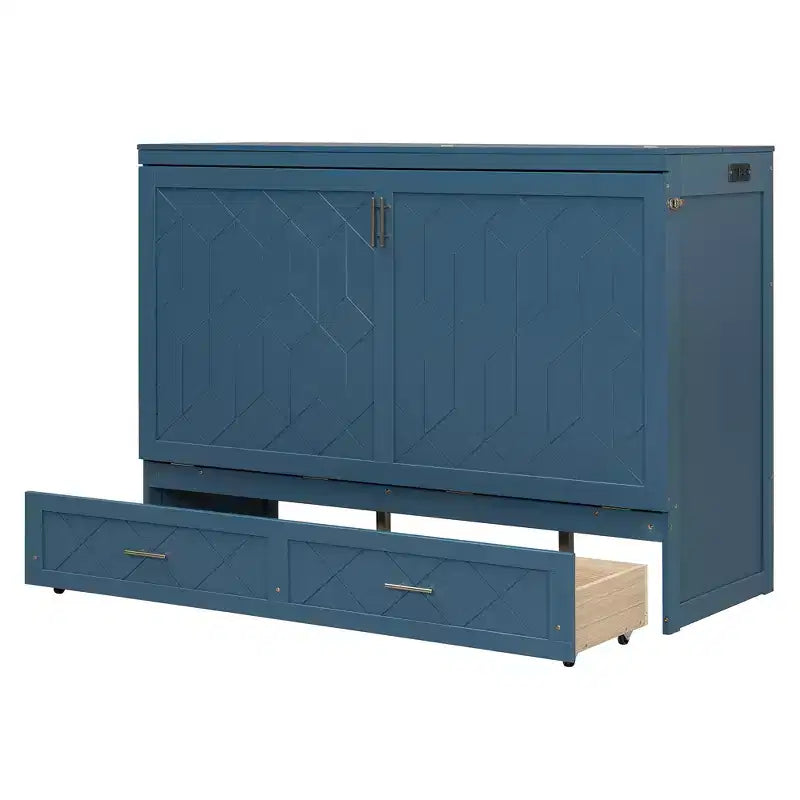 Letto a scomparsa Queen Size, Letto a mobile pieghevole con cassetto e stazione di ricarica per camera da letto, soggiorno - ModernLuxe