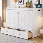 Letto a scomparsa Queen Size, Letto a mobile pieghevole con cassetto e stazione di ricarica per camera da letto, soggiorno - ModernLuxe