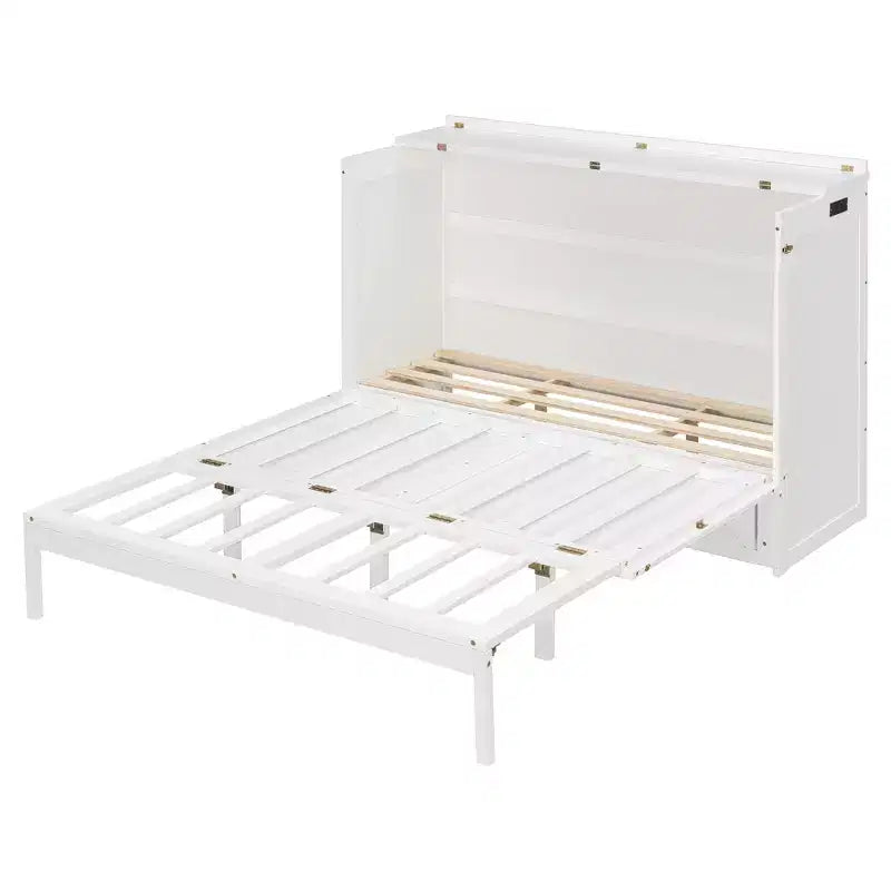Letto a scomparsa Queen Size, Letto a mobile pieghevole con cassetto e stazione di ricarica per camera da letto, soggiorno - ModernLuxe