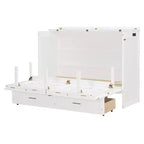 Letto a scomparsa Queen Size, Letto a mobile pieghevole con cassetto e stazione di ricarica per camera da letto, soggiorno - ModernLuxe