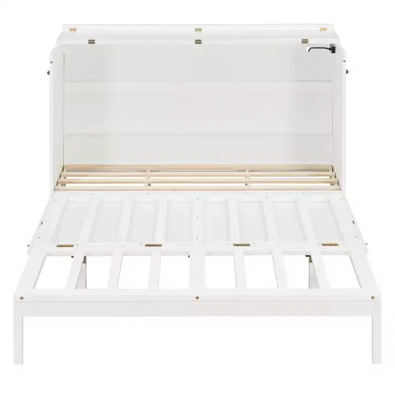 Letto a scomparsa Queen Size, Letto a mobile pieghevole con cassetto e stazione di ricarica per camera da letto, soggiorno - ModernLuxe
