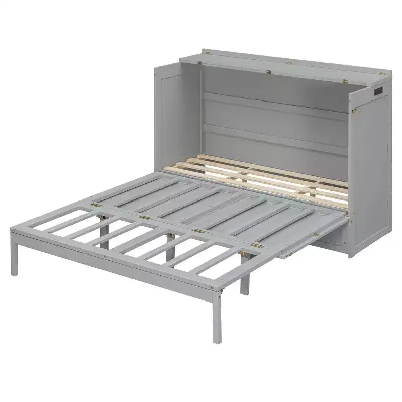 Letto a scomparsa Queen Size, Letto a mobile pieghevole con cassetto e stazione di ricarica per camera da letto, soggiorno - ModernLuxe