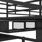 Bellemave Letto a soppalco in metallo con scrivania, armadio e scaletta contenitore, telaio letto moderno salvaspazio con ringhiere e doghe, senza bisogno di rete, nero